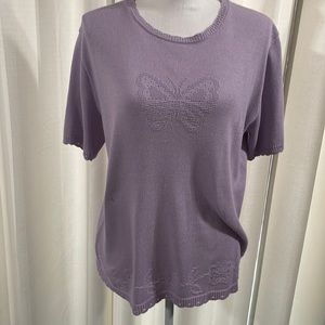 Alfred Dunner finely knitted purple butterfly top